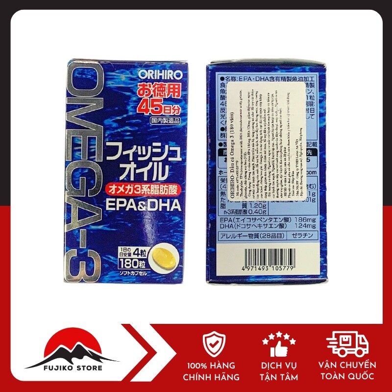 ORIHIRO- Dầu cá Omega 3 (180 viên)