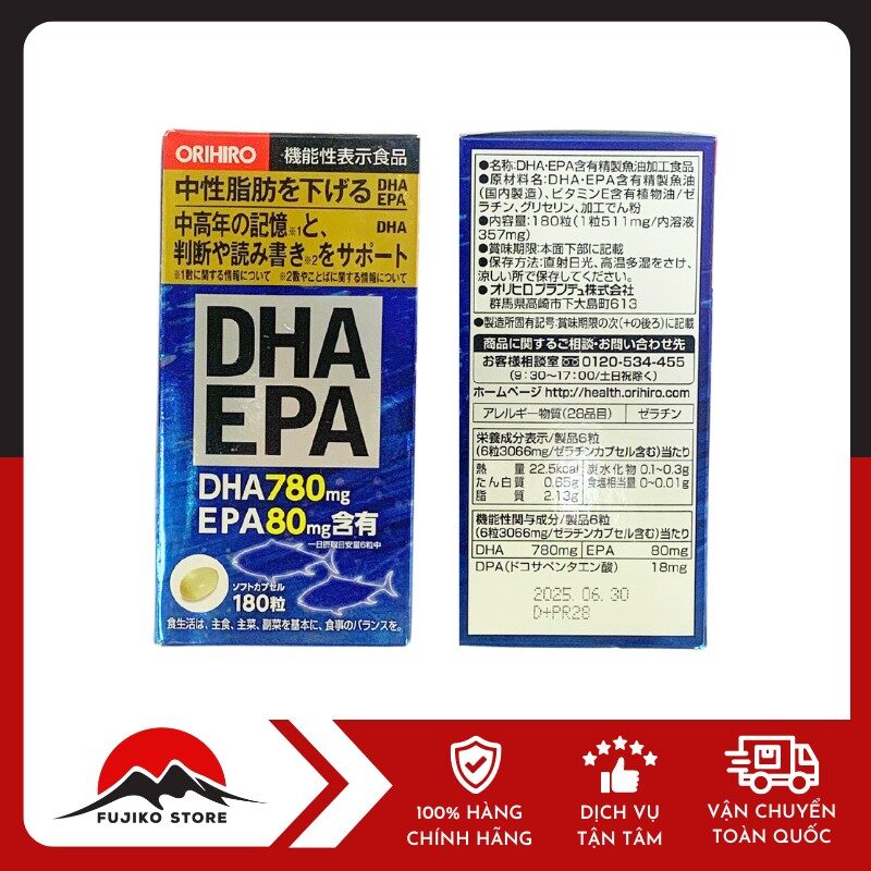 ORIHIRO - Viên uống bổ sung DHA và EPA cho người trung niên (180 viên)
