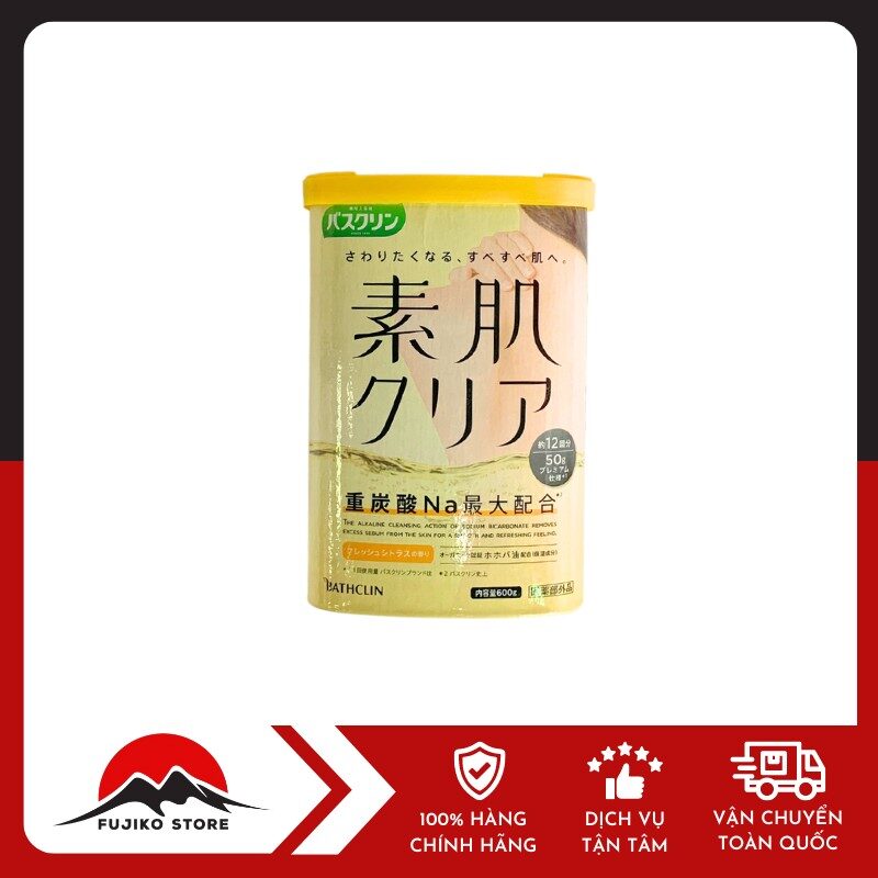 BATHCLIN - Muối tắm ngâm bồn thư giãn, tẩy tế bào chết (hương cam tươi - 600g)