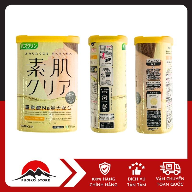 BATHCLIN - Muối tắm ngâm bồn thư giãn, tẩy tế bào chết (hương cam tươi - 600g)