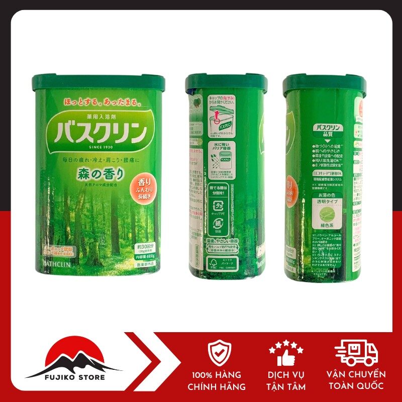 BATHCLIN - Muối tắm ngâm bồn thư giãn, tẩy tế bào chết (hương rừng - 600g)