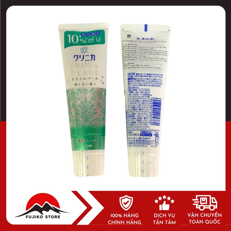 LION-kem-danh-rang-Enamel Pearl-xanh-la-2 Kem đánh răng Enamel Pearl bạc hà tươi LION