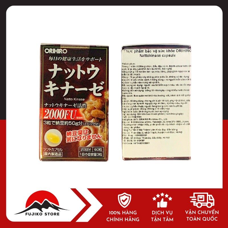 ORIHIRO - Viên uống chống đột quỵ từ đậu nành Nattokinase 60 viên