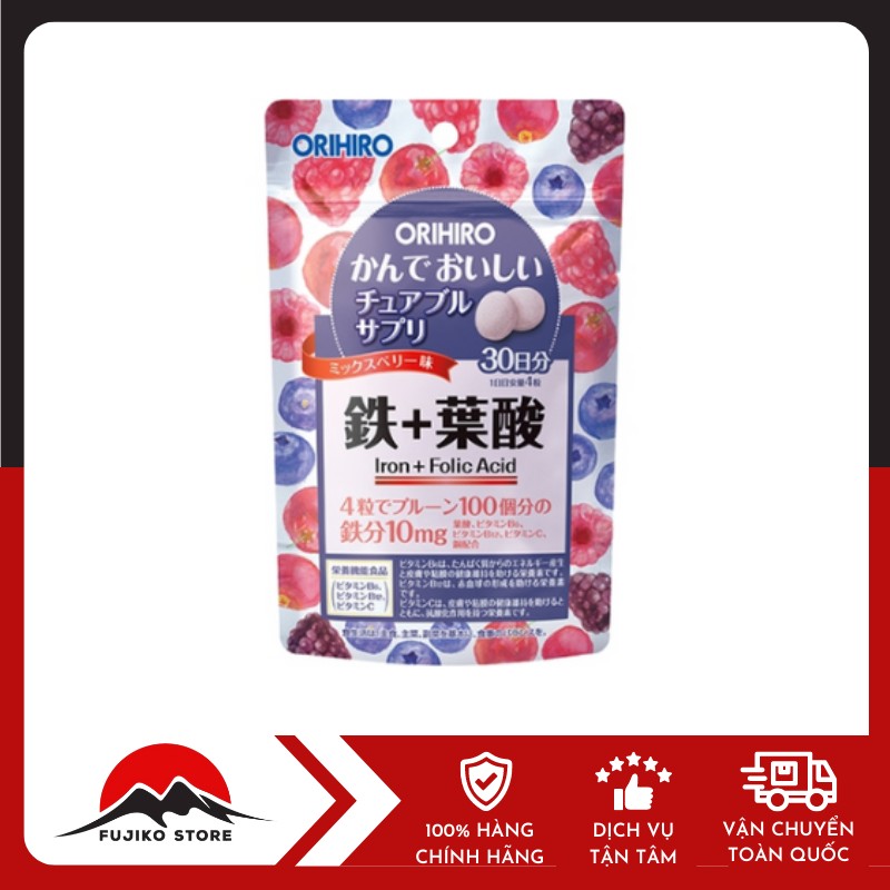 Orihiro-vien-bo-sung-sat-folic-acid-tui-120v-1 Viên bổ sung Sắt và Folic Acid dạng túi ORIHIRO 120