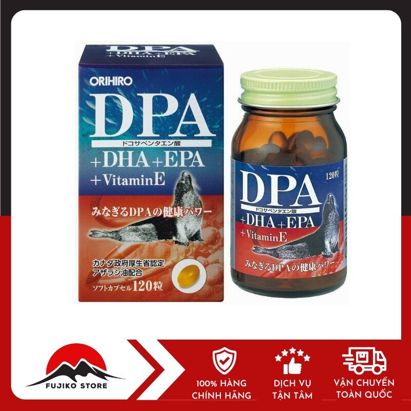Viên uống bổ não, sáng mắt DPA DHA EPA Vitamin E Orihiro 120 viên