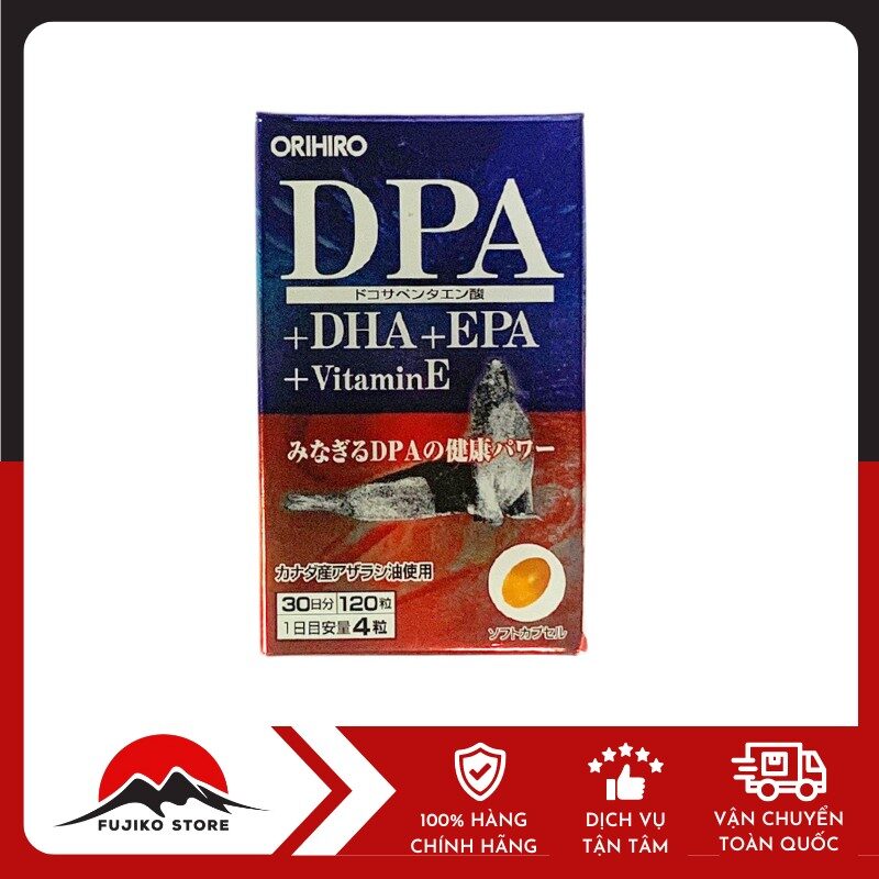 Viên uống bổ não, sáng mắt DPA DHA EPA Vitamin E Orihiro 120 viên