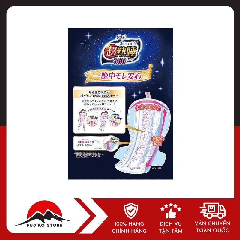 UNICHARM - BVS Jukusui ban đêm có cánh 36cm - 12m