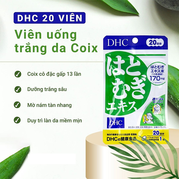 Viên uống hỗ trợ trắng da Hatomugi DHC 20 viên