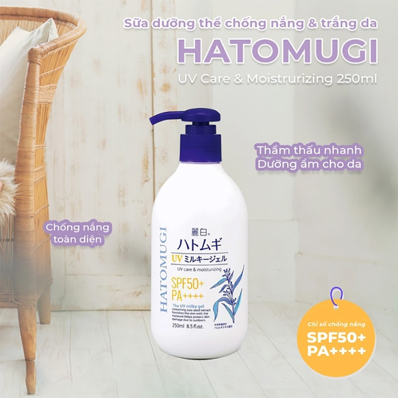 Sữa dưỡng thể chống nắng, dưỡng ẩm, sáng da REIHAKU ý dĩ SPF50+ KUMANO YUSHI