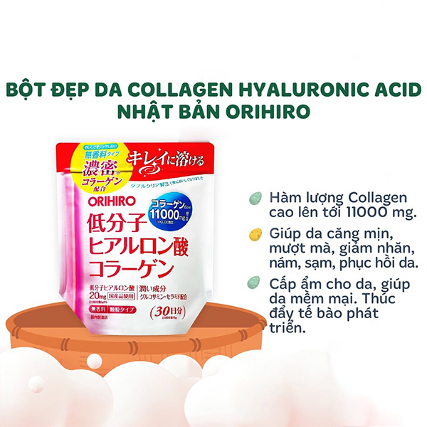 Bột Collagen Hyaluronic Acid Orihiro 180g