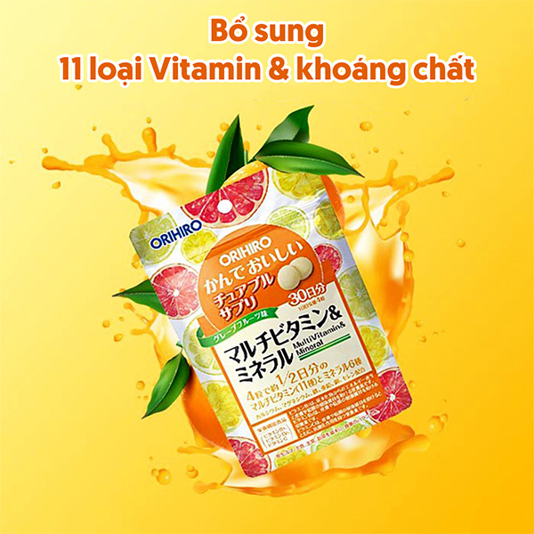 Viên bổ sung vitamin tổng hợp và khoáng chất dạng túi ORIHIRO vị bưởi