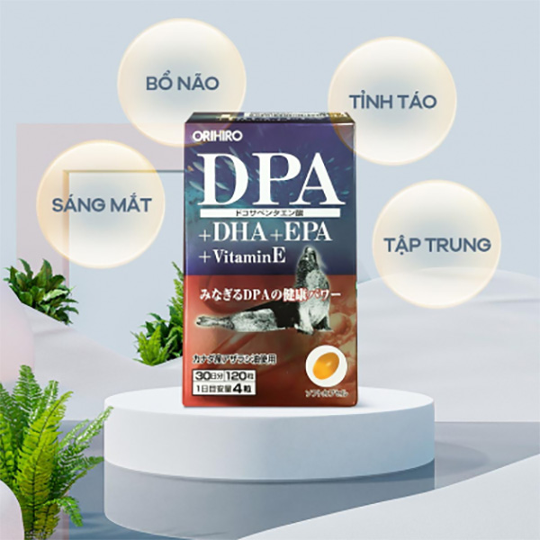Viên uống bổ não, sáng mắt DPA DHA EPA Vitamin E Orihiro 120 viên
