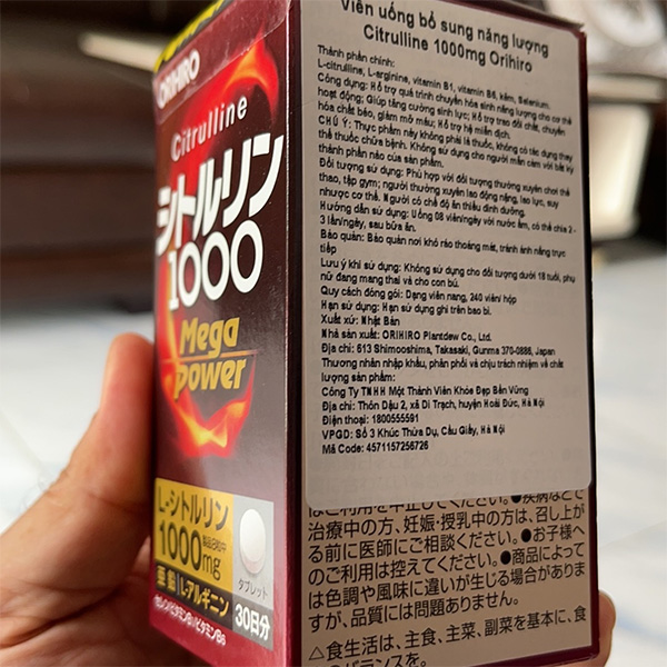 ORIHIRO - Viên uống bổ sung năng lượng Citrulline