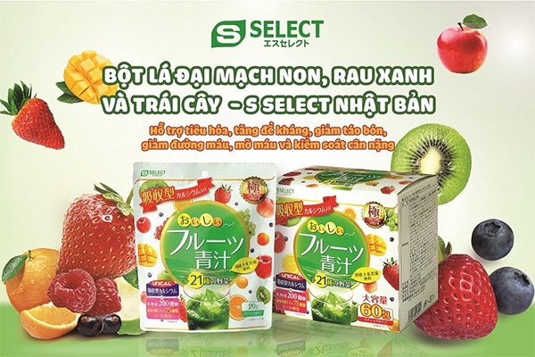 Bột lá đại mạch non, rau xanh và trái cây S Select