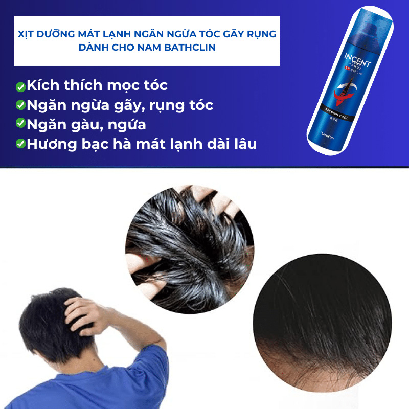 Xịt dưỡng mát lạnh, ngăn ngừa tóc gãy rụng dành cho nam BATHCLIN