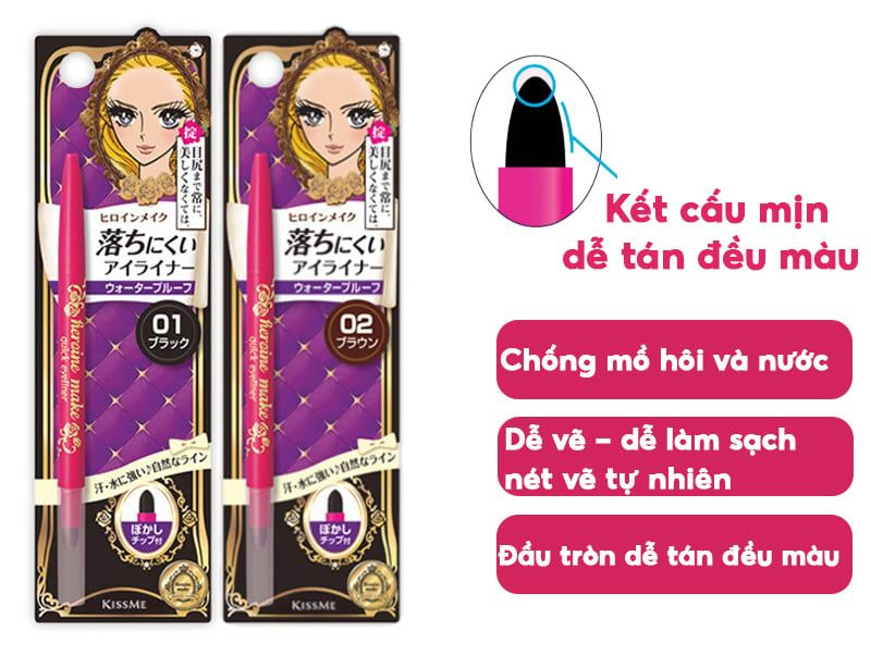 Chì sáp kẻ mắt lâu trôi KISSME