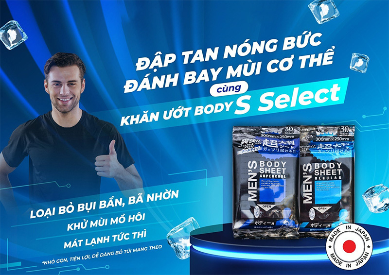 Khăn ướt khử mùi và siêu làm mát cơ thể cho nam S SELECT