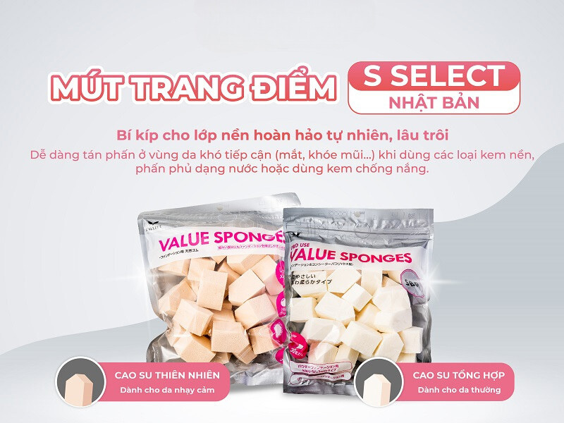 Mút trang điểm từ cao su thiên nhiên cho da nhạy cảm S SELECT
