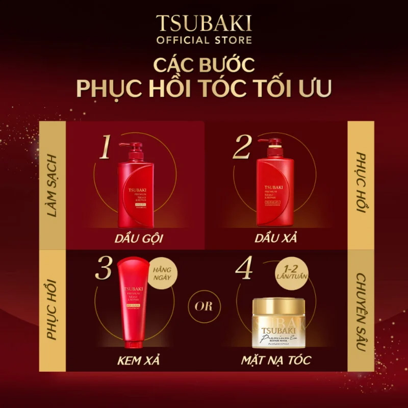 Cặp dầu gội xả Tsubaki cho tóc khô sơ, thiếu độ bóng mượt SHISEIDO