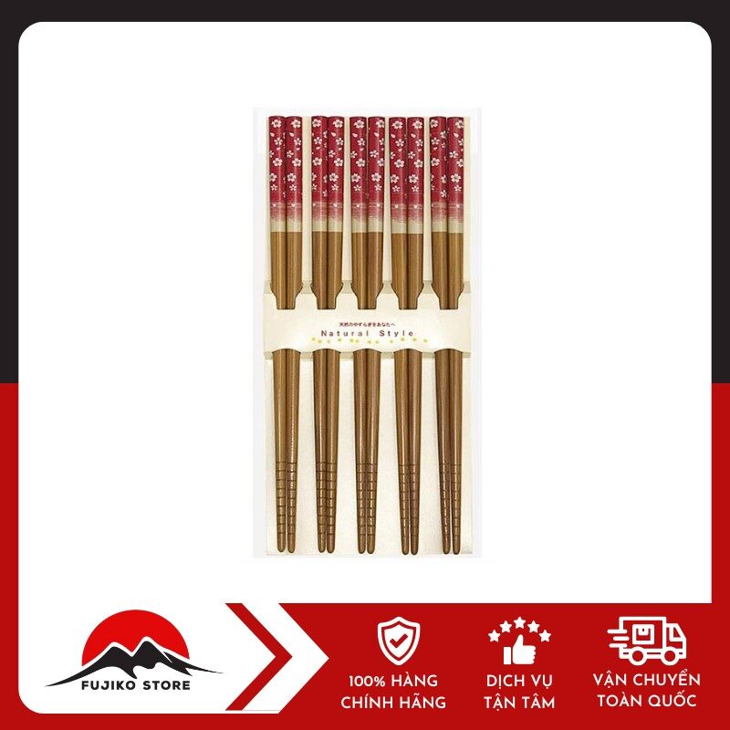 OEM - Set 5 đôi đũa hoa đỏ