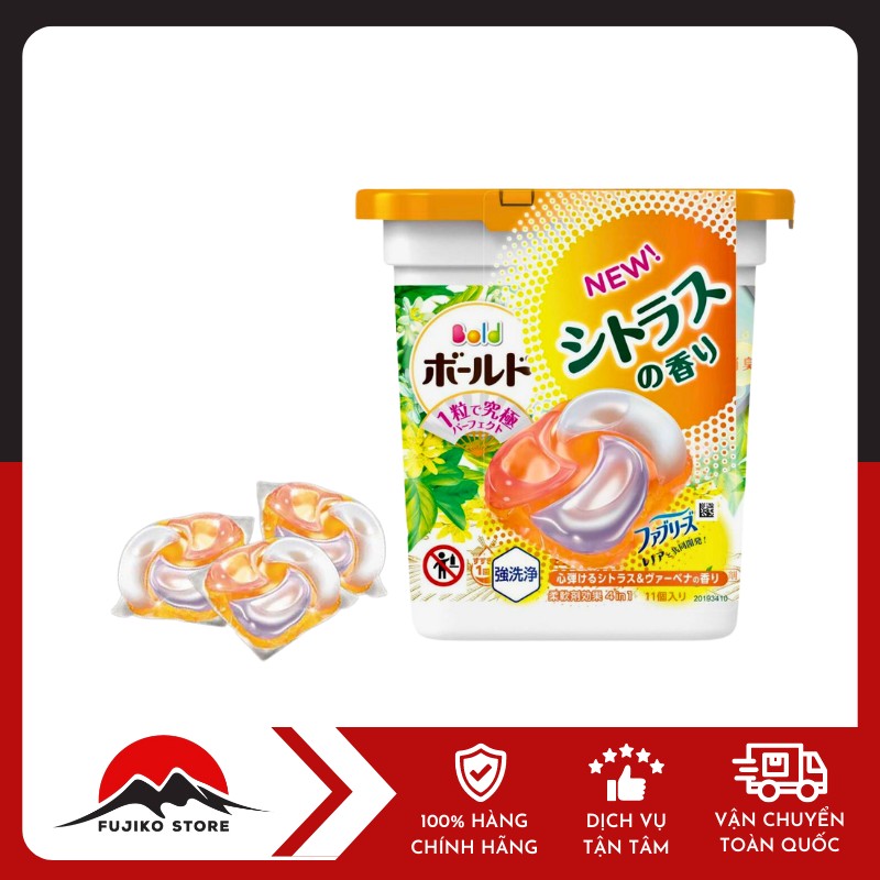 P&G-vien-giat-xa-Gelball-4D -Bold-11v-cam-quyt P&G - Viên giặt xả Gelball 4D Bold hương cam quýt (hộp 11 viên)