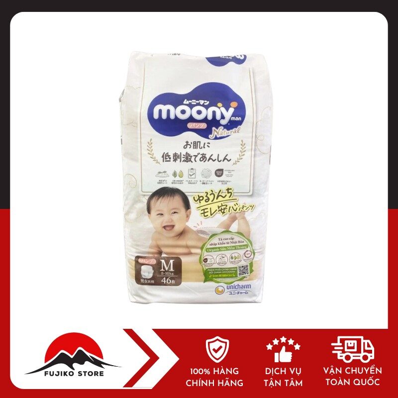 UNICHARM - Bỉm quần Moony Natural size M 46 miếng