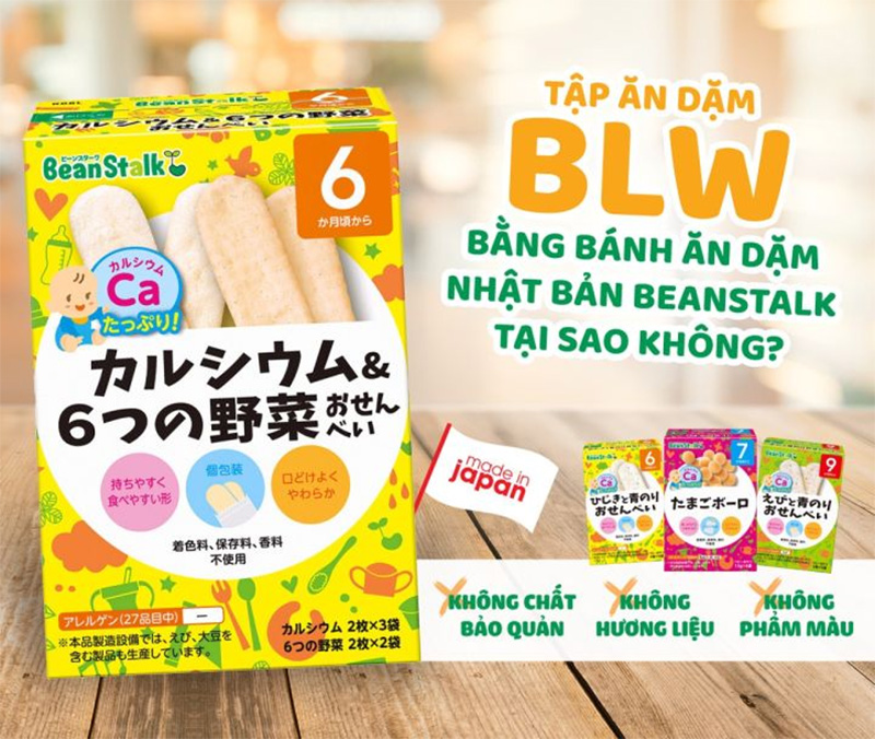 Bánh ăn dặm từ 6 loại rau củ bổ sung canxi 6 tháng BEANSTALK