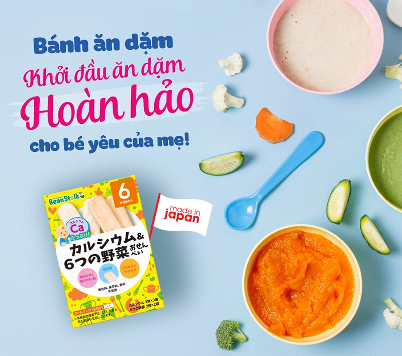 Bánh ăn dặm từ 6 loại rau củ bổ sung canxi 6 tháng BEANSTALK