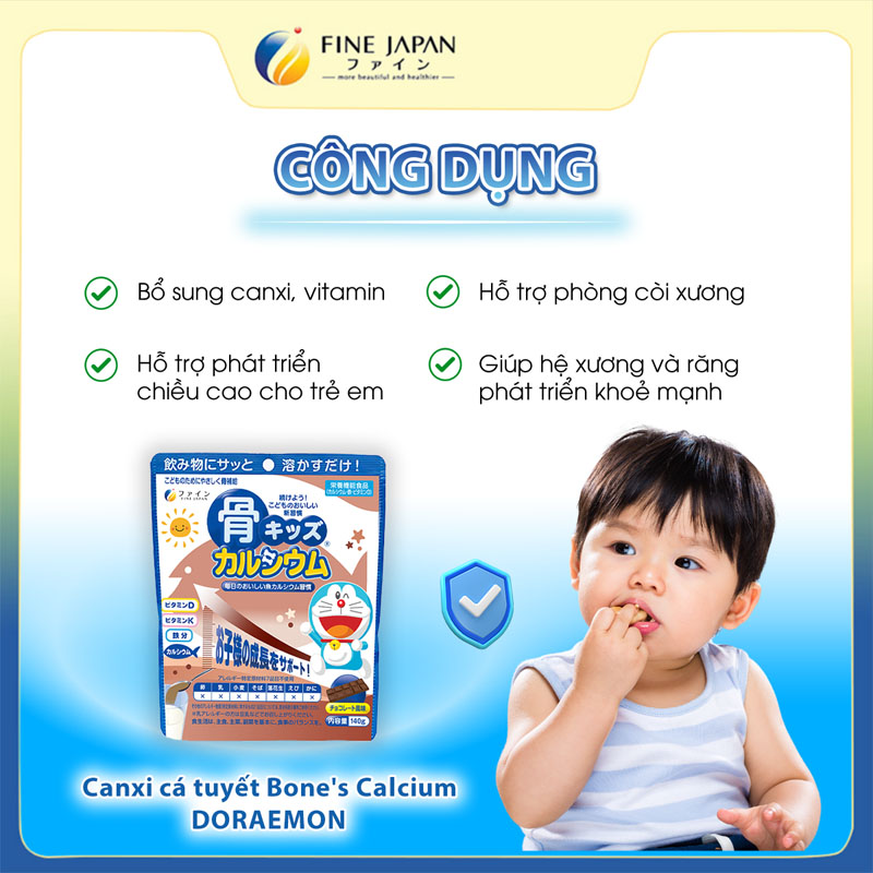 bột bổ sung canxi cho trẻ em vị Socola 140g FINE JAPAN