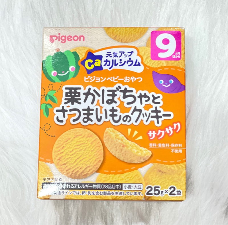 Bánh quy bổ sung Canxi vị bí đỏ và khoai lang 7 tháng tuổi PIGEON