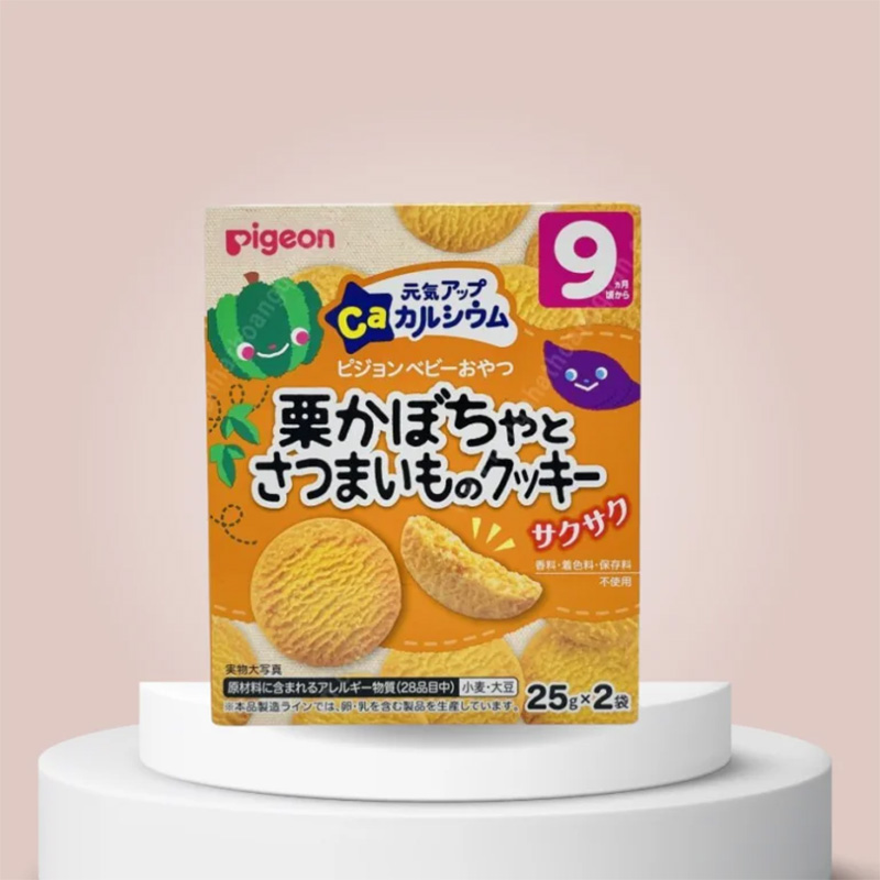 Bánh quy bổ sung Canxi vị bí đỏ và khoai lang 7 tháng tuổi PIGEON