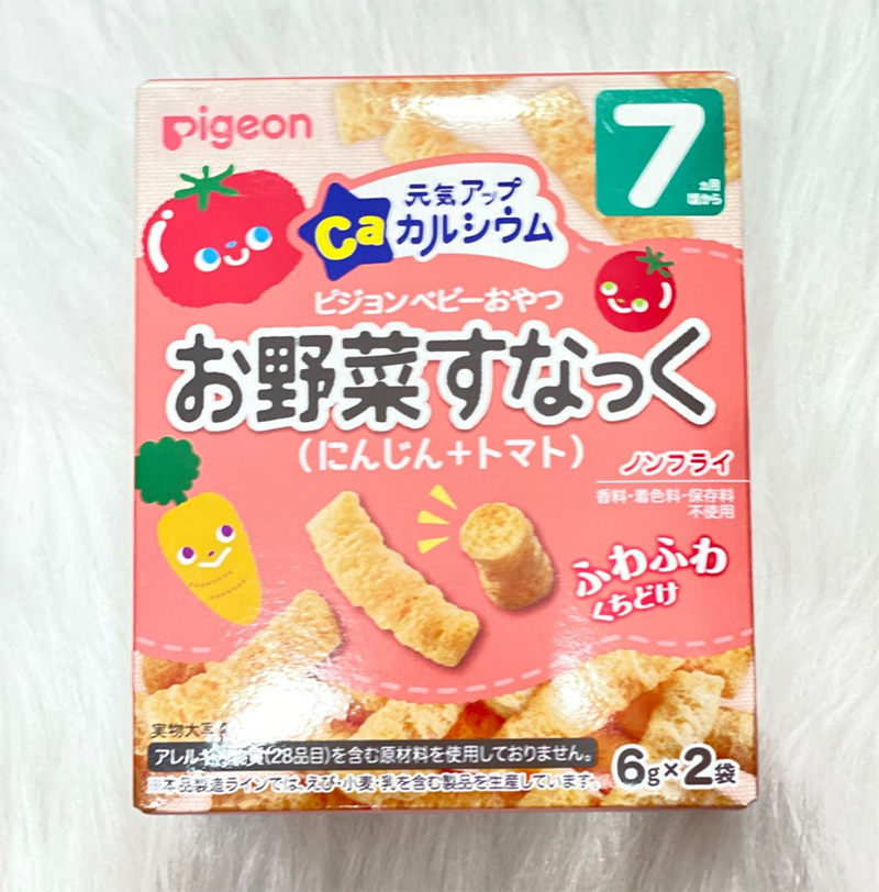 Bánh snack que bổ sung canxi vị cà rốt và cà chua 7 tháng tuổi PIGEON