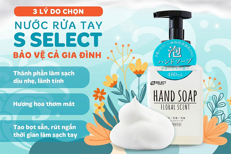 Nước rửa tay tạo bọt mịn 460ml S SELECT