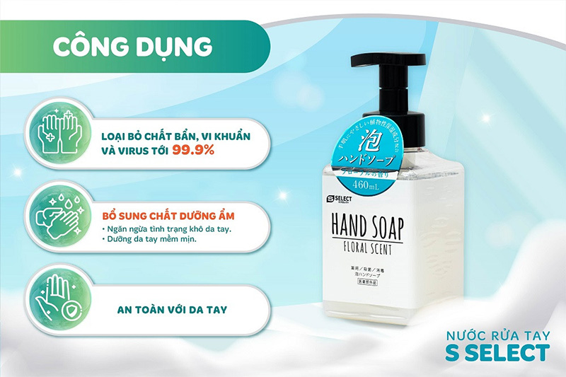 Nước rửa tay tạo bọt mịn 460ml S SELECT