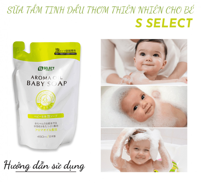 Sữa tắm tinh dầu thơm thiên nhiên cho bé (túi 450ml) S SELECT