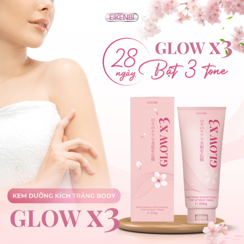 Kem dưỡng kích trắng body nâng tone Glow EIKENBI