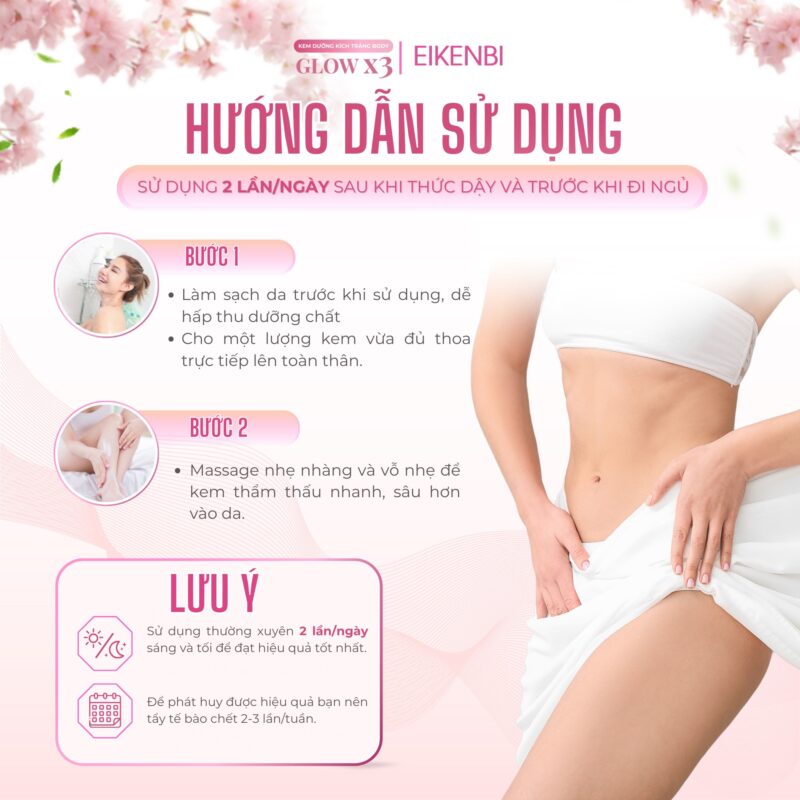 Kem dưỡng kích trắng body nâng tone Glow EIKENBI