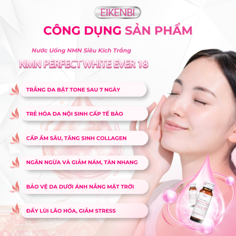Nước uống kích trắng da NMN ever 10 lọ EIKENBI