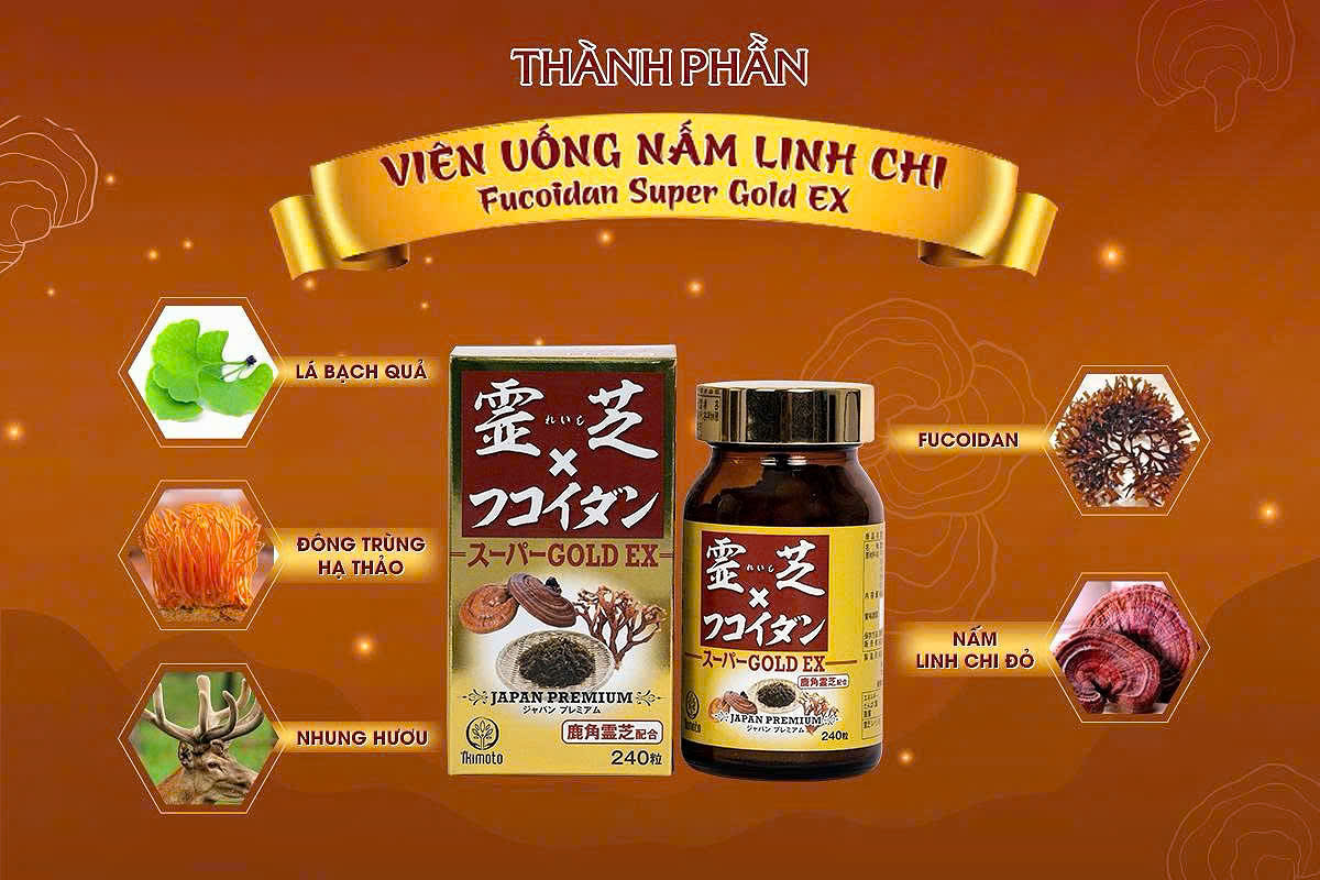 Viên Nấm linh chi Fucoidan Super Gold 240v IKIMOTO