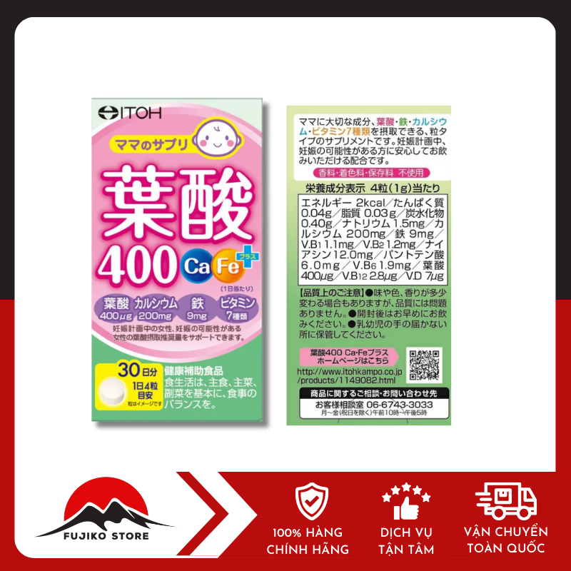 Viên uống bổ sung axit Folic Ca-Fe Plus 400mcg cho bà bầu ITOH