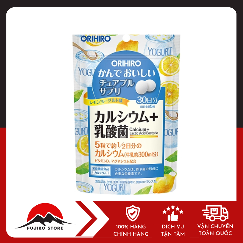 Viên nhai bổ sung Canxi và lợi khuẩn vị sữa chua chanh ORIHIRO