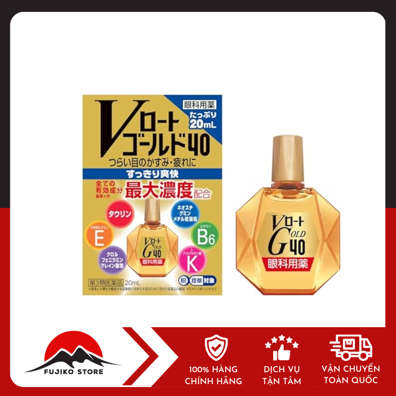 Nước nhỏ mắt V Gold 40 Bổ Sung Dưỡng Chất Cho Mắt 20ml ROHTO