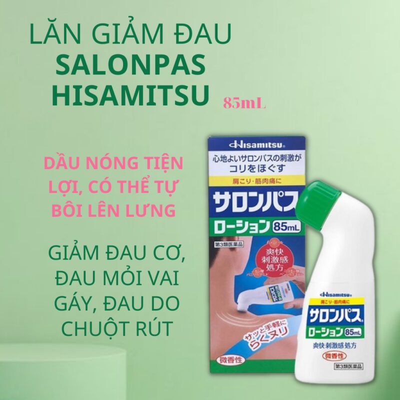 Lăn xoa bóp SALONPAS giảm sưng đau giữ ấm cơ thể HISAMITSU