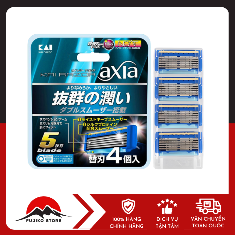 Set 4 lưỡi dao thay thế cho dao cạo râu 5 lưỡi KAI