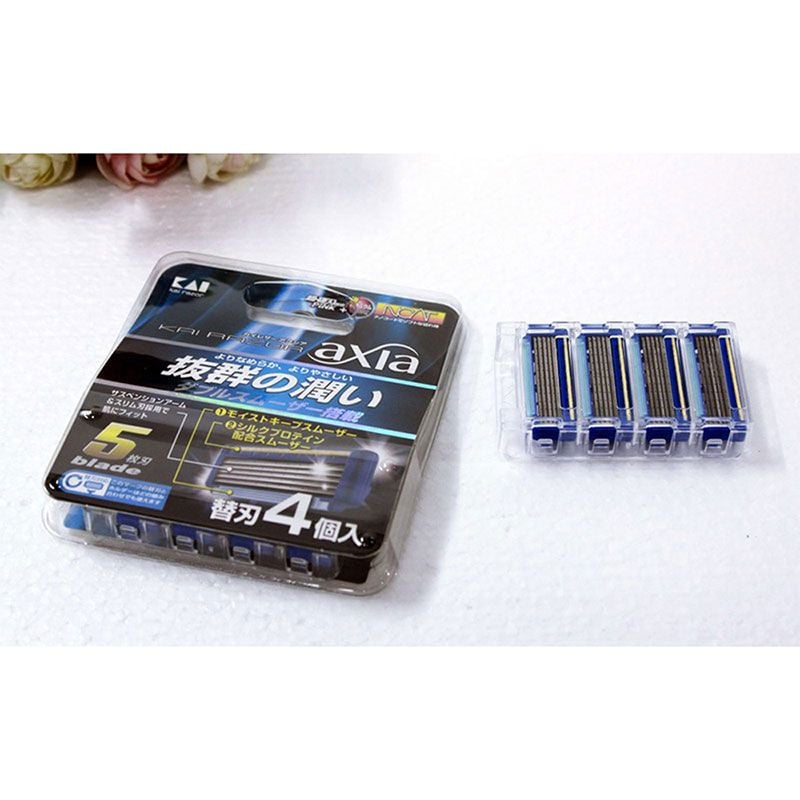 Set 4 lưỡi dao thay thế cho dao cạo râu 5 lưỡi KAI