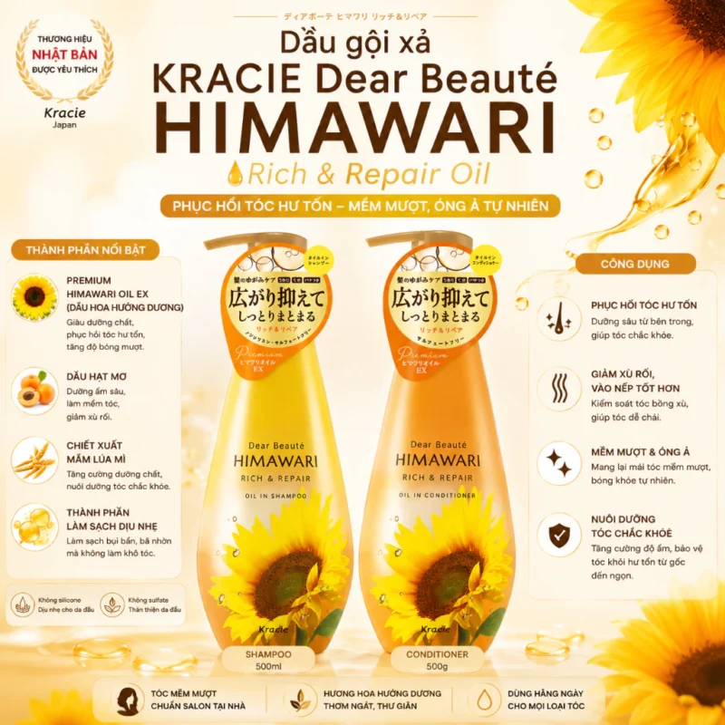 Dầu Gội Xả Phục Hồi Hư Tổn Và Khô Xơ KRACIE
