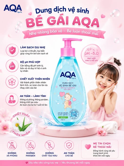 Dung Dịch Vệ Sinh Cho Bé Gái Từ 0-8 Year AQA